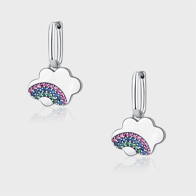 Exotic Style Rainbow Cloud S925 Sterling Silver Small Audience Earrings