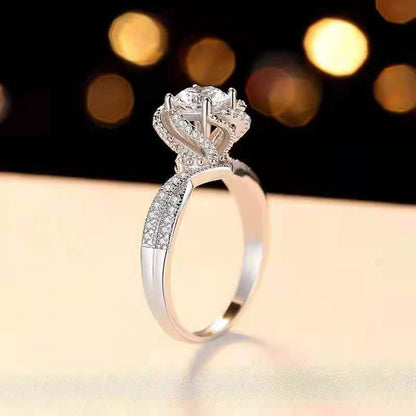 Bague en argent 925 plaqué or avec moissanite pour femme