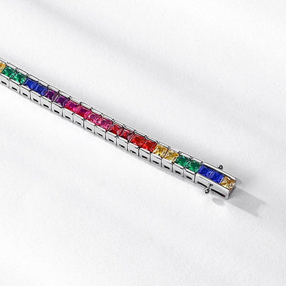 New Rainbow Zircon Bracelet Female S925 Silver