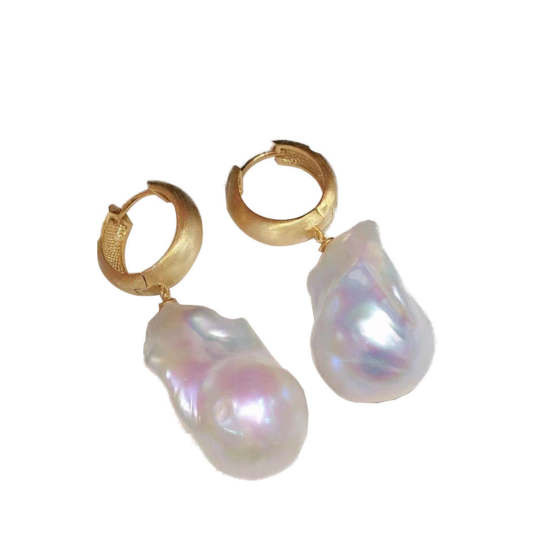 Retro Simple Large Baroque Pearl Earrings