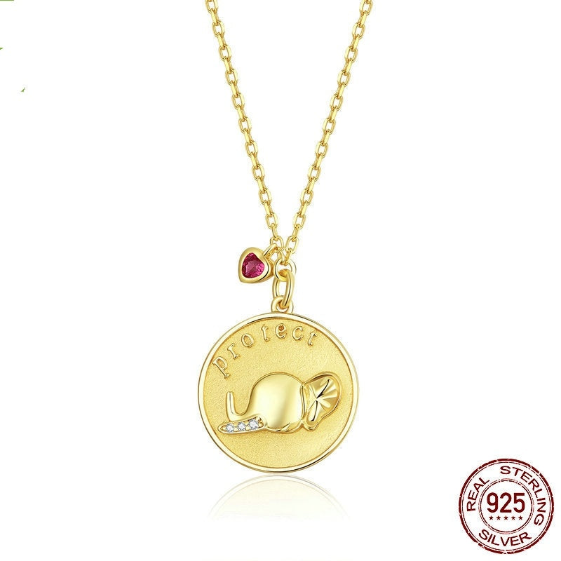 Collar de oro real con elefante en relieve Love Animals