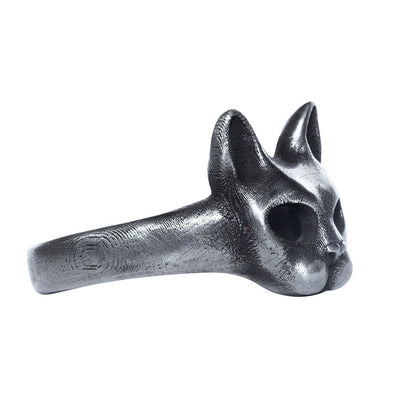 925 Sterling Silver Niche Design Cat Head Ring