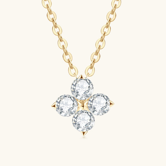 S925 Silver Clover Moissanite Necklace