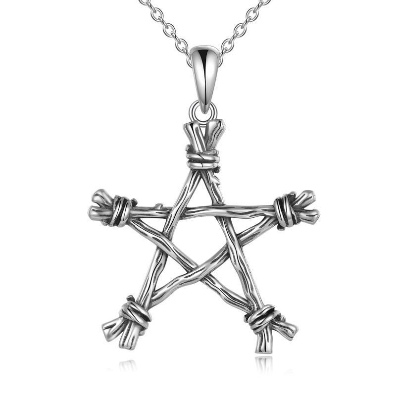 Pentagrama de bruja punk gótica de plata esterlina PSupernatural Merchandise endant Jewellery