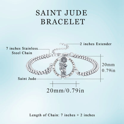 Saint Jude Bracelet with Link Chain in 925 Sterling Silver