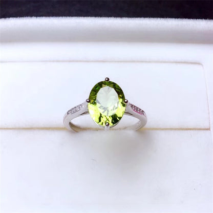 Anillo de peridoto natural de joyería de piedras preciosas de colores en plata 925