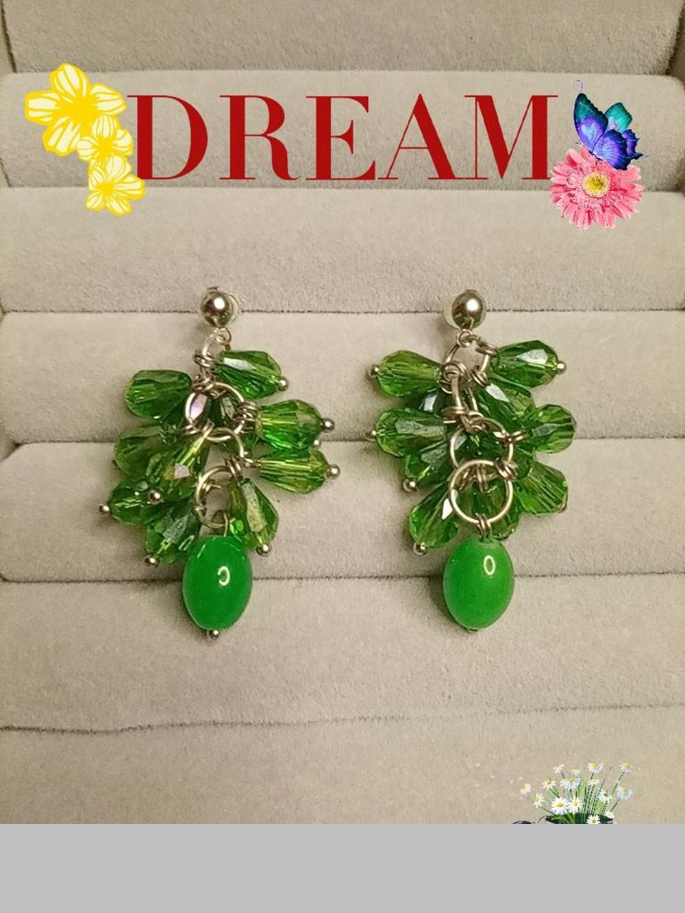 Dream Green Long Crystal Earrings Retro Luxury Baroque Crystal Earrings Beaded Jewelry