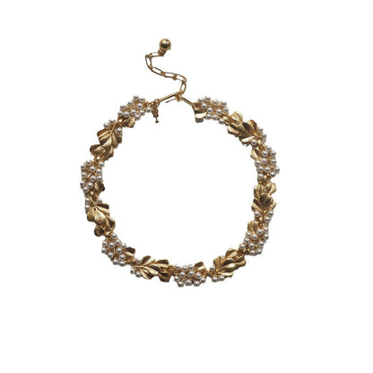 Pearl Ginkgo Leaf Vintage Brushed Necklace