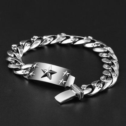 Pulsera de plata de ley S925 de estilo retro y grueso para hombre