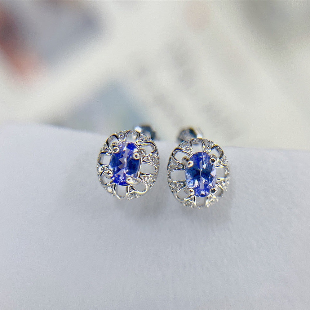 Fashion Natural Tanzanite Stud Earrings