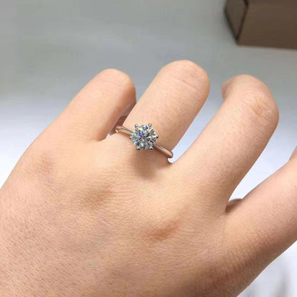 Bague en diamant pour femme en moissanite couleur D en argent plaqué or