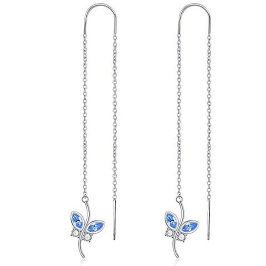 Butterfly with Simulated Crystal from Austria in White Gold Plated Sterling Silver