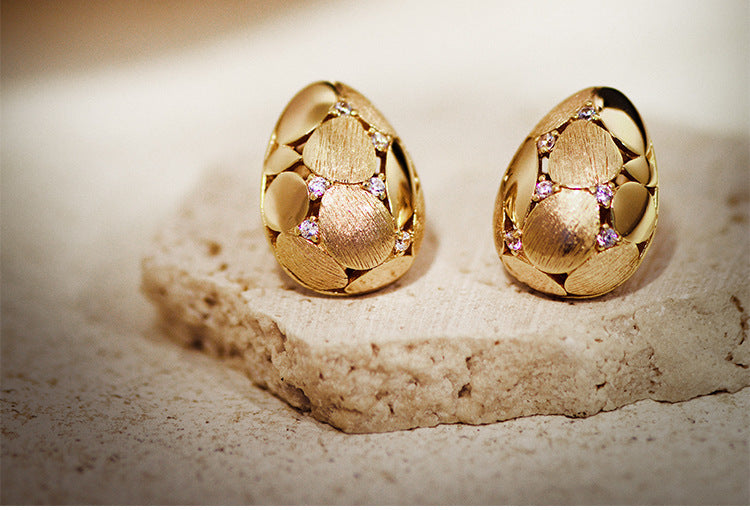 Small Golden Egg Ear Retro Affordable Luxury Fashionable And Versatile Earrings