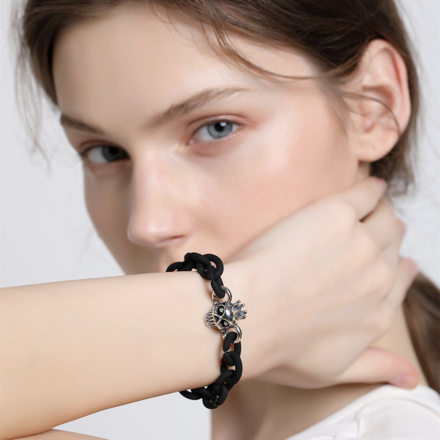 Beaded X Bracelet Black Star 925 Sterling Silver Accessories Rubber Girls Diy Finished Bracelet