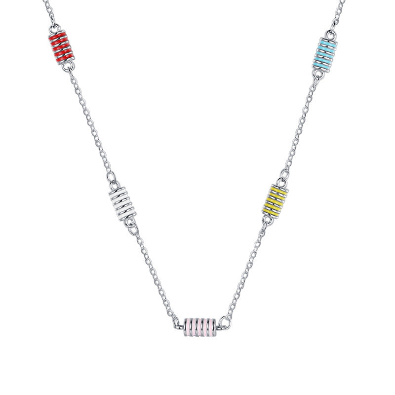 S925 Sterling Silver Colorful Glue Drop Small Waist Necklace Women's Twisted Collar Chain