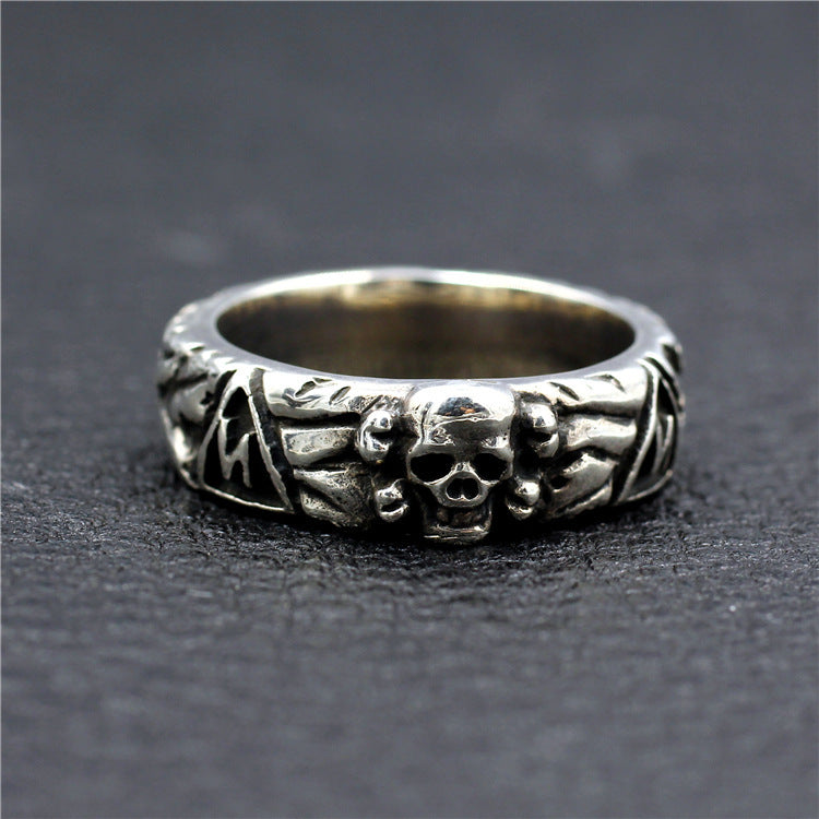 Mens Fashion Simple Sterling Silver Skull Ring