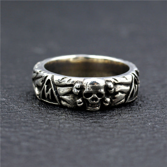 Anillo de calavera de plata esterlina simple de moda para hombres