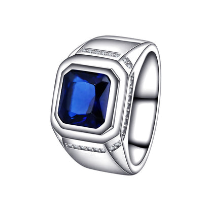 Bague pour femme en argent sterling S925 avec pierres précieuses bleues de haute qualité et à la mode