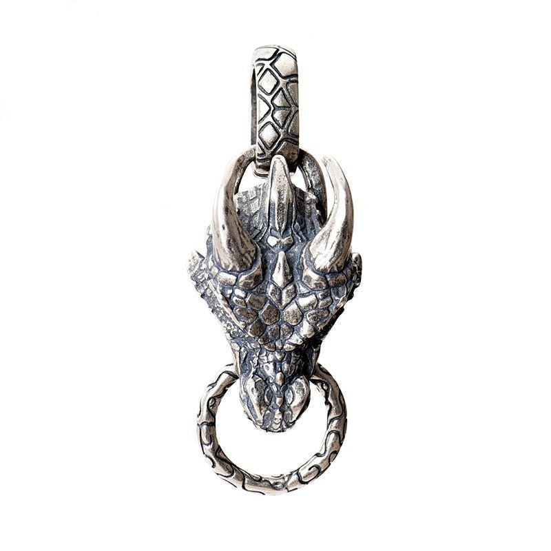 S925 Sterling Silver Blue Dragon Punk Pendant