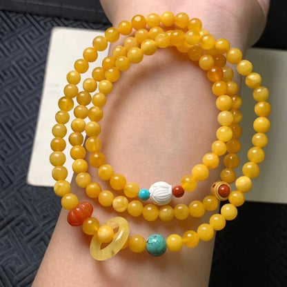 Pulsera multicírculo de cera de abejas natural y cera de flores de miel vieja