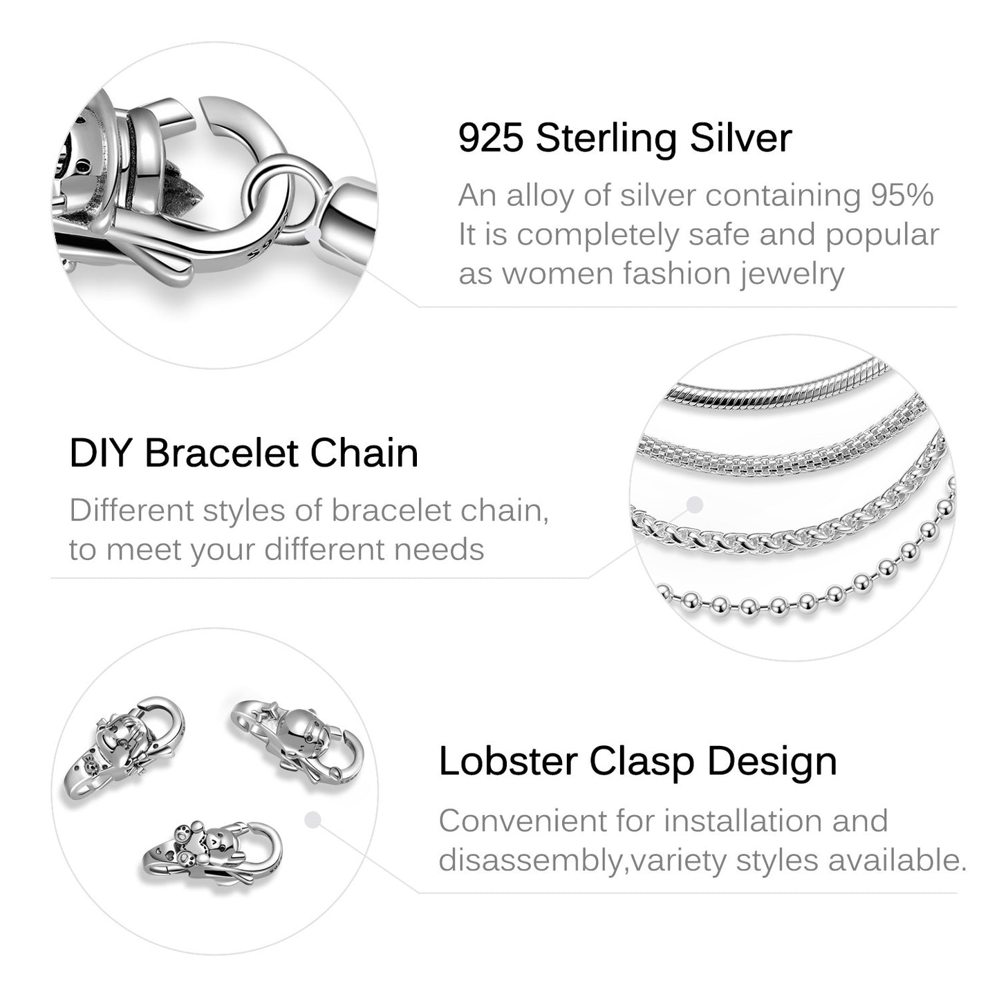 S925 Sterling Silver Basic Keel Chain Without Buckle Hollow Single Chain Bracelet Diy Accessories