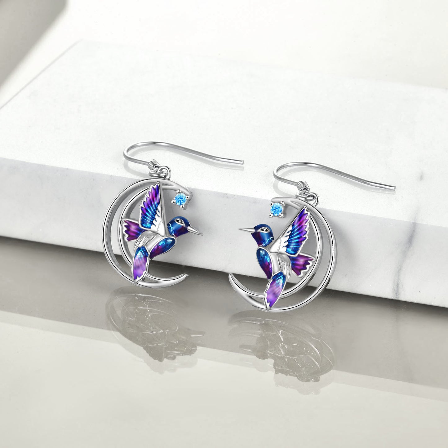 Pendientes colgantes con forma de colibrí en plata de ley 925, regalo de joyería para mujer