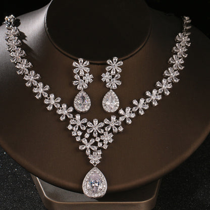 Crystal Earring Necklace Two Piece Set