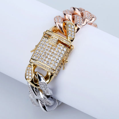 Men's Full Zircon Jewelry Buckle Cuban Chain Bracelet