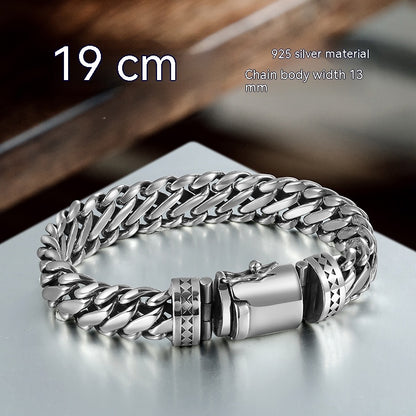 S925 Silver Thick Type Sense Semicircle Bolt Men's Bracelet