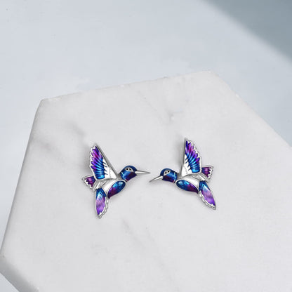 Pendientes colgantes con forma de colibrí en plata de ley 925, regalo de joyería para mujer