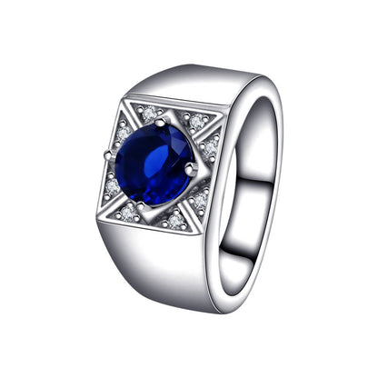 Bague pour femme en argent sterling S925 avec pierres précieuses bleues de haute qualité et à la mode