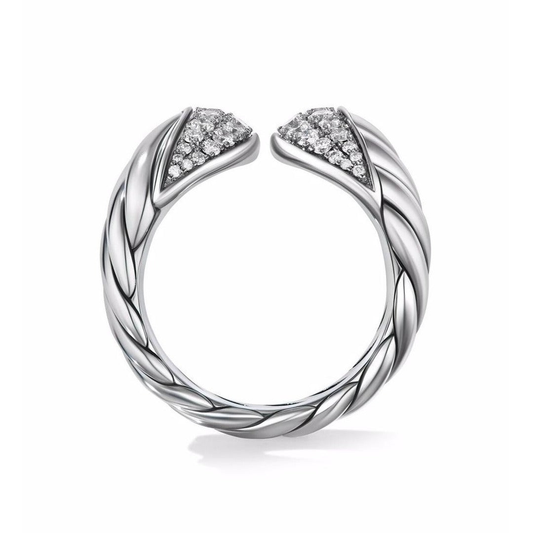 Bague en argent sterling 925 à double tête en forme de serpent pour femme