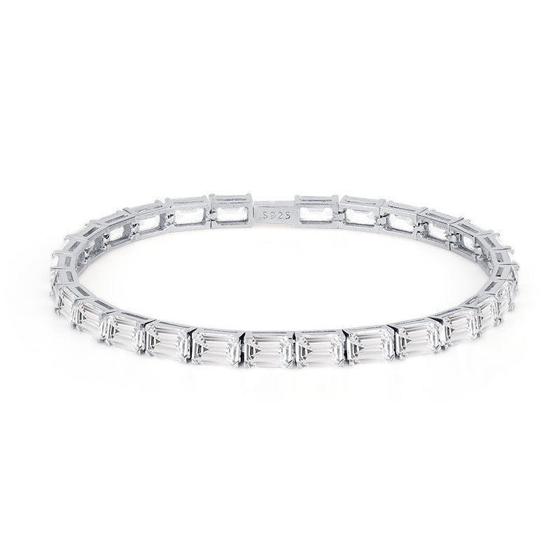 Silver Rectangular Zircon Bracelet Super