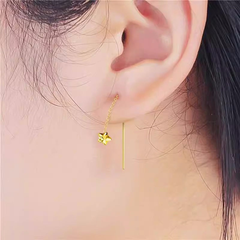 18K Gold Star Ear Line Au750 Gold Plated Earrings