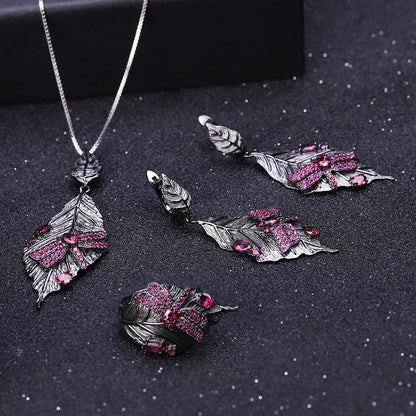 Autumn Leaf Dragonfly Designer Model High Sense Jewelry Suit