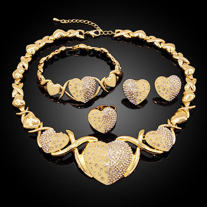 Zinc Alloy Necklace Earrings Bracelet Ring Jewelry Set