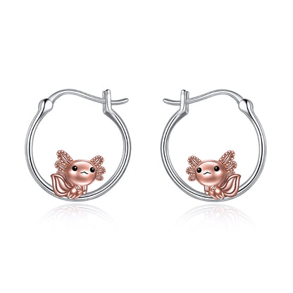 Boucles d'oreilles créoles Axolotl pour femmes en argent sterling 925 Bijoux Axolotl