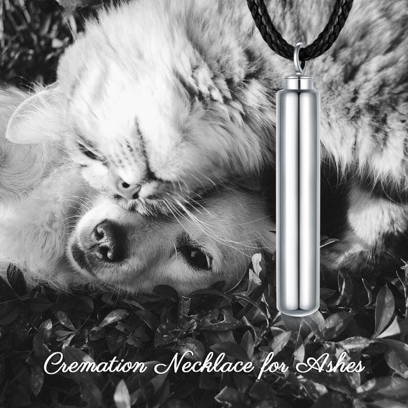 Collier de crémation cylindrique en argent sterling, bijoux d'urne, pendentif commémoratif en cheveux humains pour chien