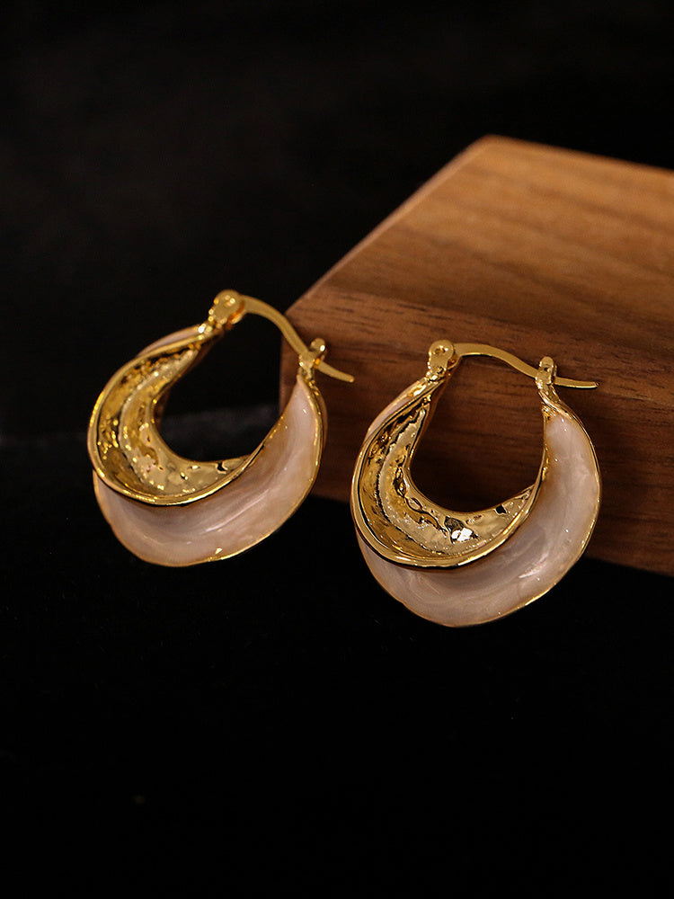 Boucles d'oreilles en forme de cercle français émaillé goutte à goutte pour femme