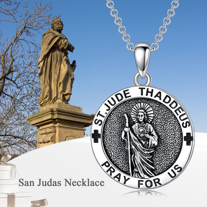 Collier pendentif Saint Jude en argent sterling 925