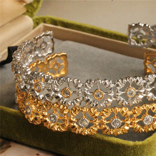 925 Silver Gold Plated Openwork Bracelet