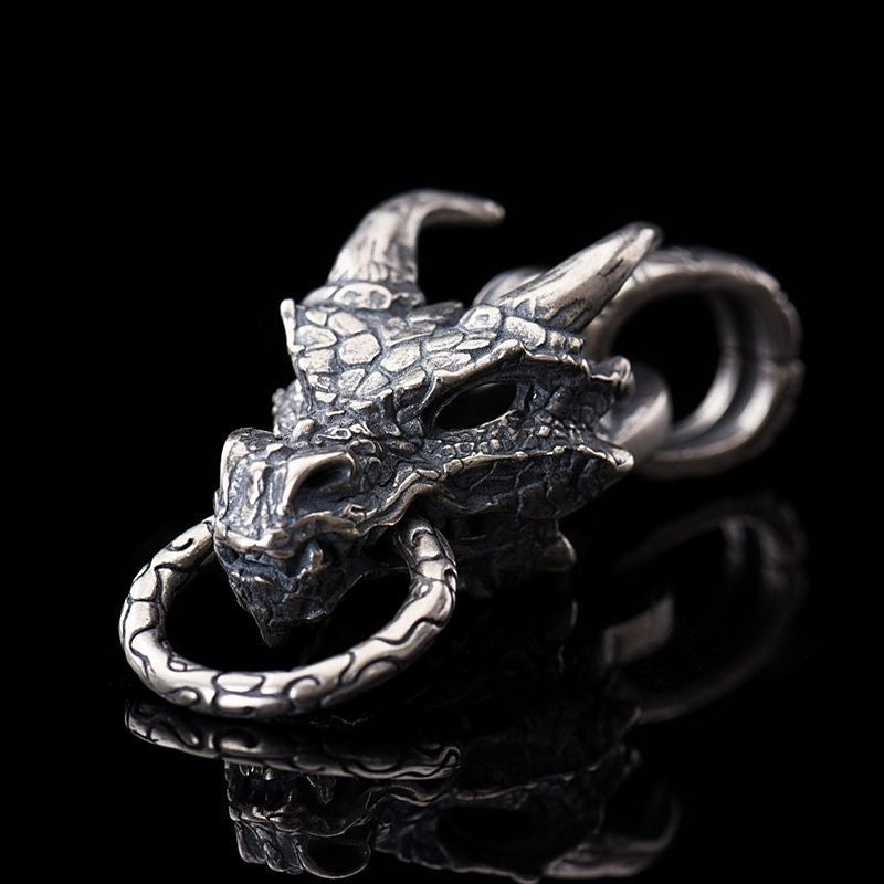 S925 Sterling Silver Blue Dragon Punk Pendant