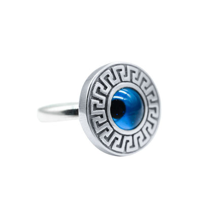 Female Minority Design Sterling Silver Blue Eye Ring