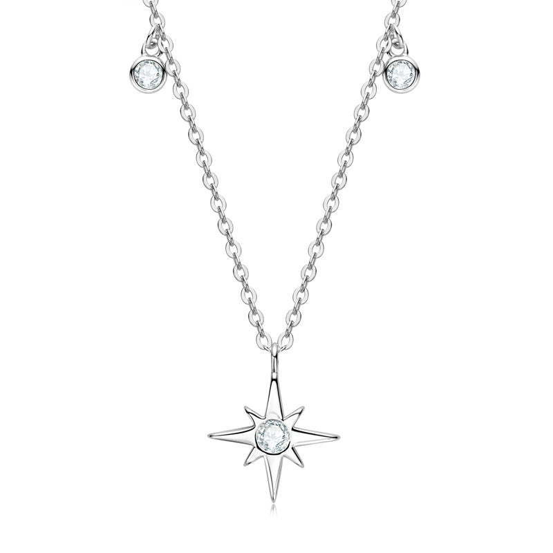 Hexagram Necklace Women's S925 Sterling Silver Starry Clavicle Chain