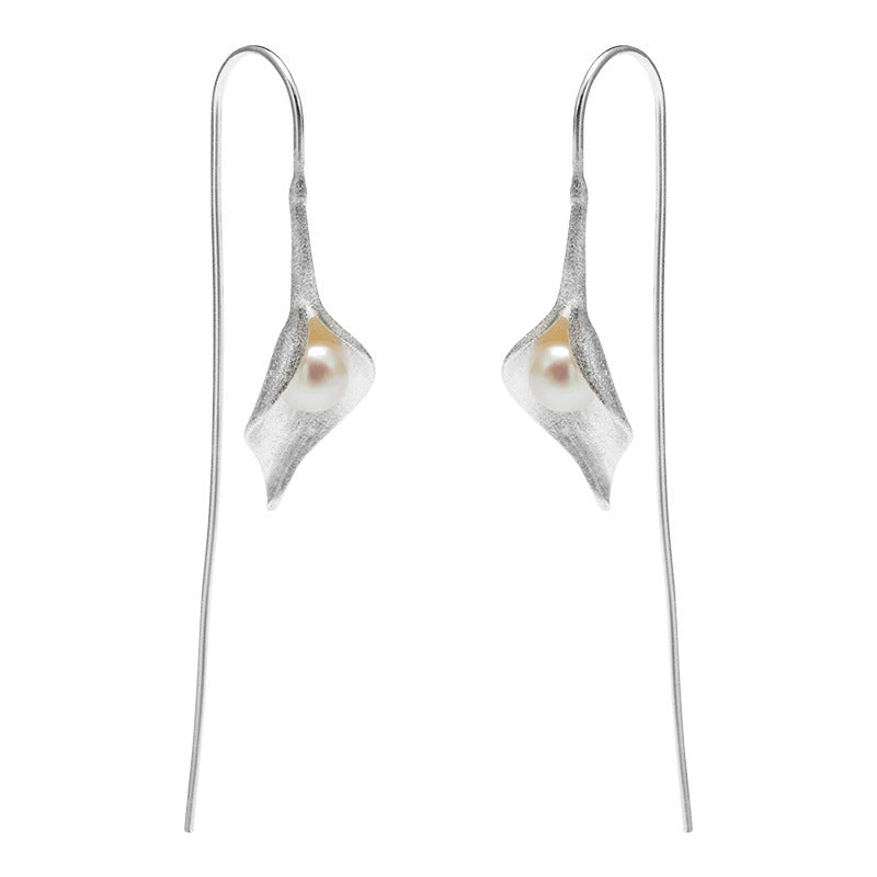 Boucles d'oreilles en argent S925 avec perles et fleurs de style ancien pour femme