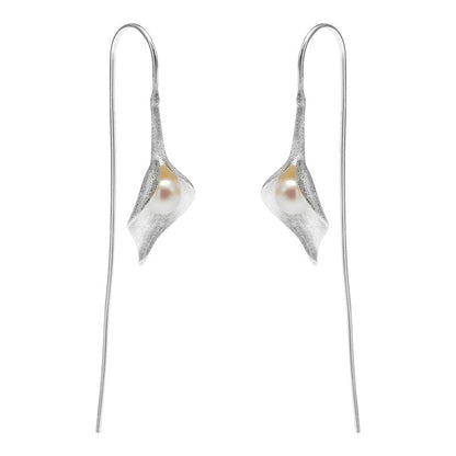 Boucles d'oreilles en argent S925 avec perles et fleurs de style ancien pour femme