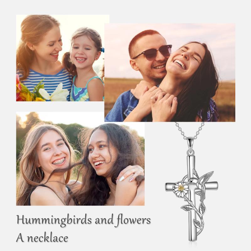 Collier croix colibri cadeaux pour femmes en argent sterling