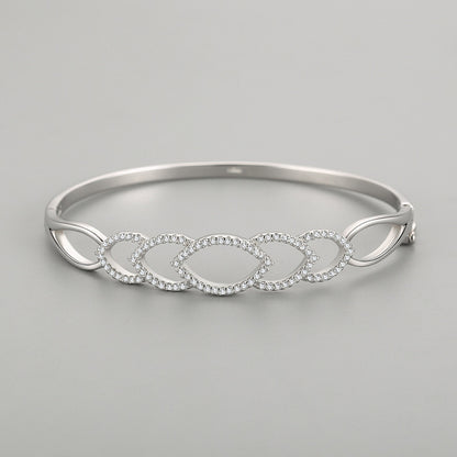 S925 Sterling Silver Women's Chain Hollow Jeweled Bracelet