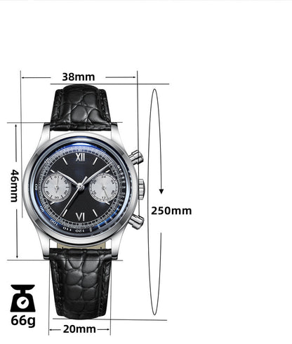 Montre à quartz à deux cadrans en acier inoxydable pour homme