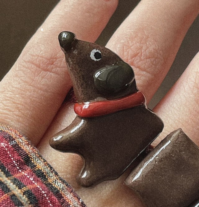 Dachshund Dog Ring Ceramic Jewelry